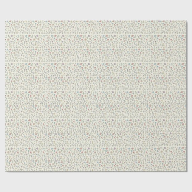 Papier Cadeau pastel floral wrapping paper. (Plat)