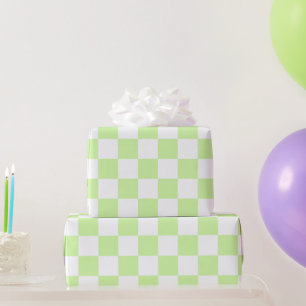 Papier Cadeau Pastel Green À damiers Cute Retro Plaid Motif