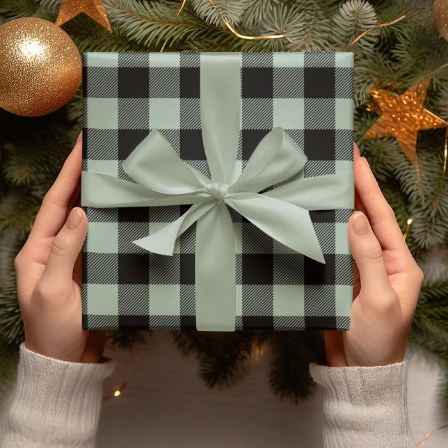 Papier Cadeau Pastel Green Plaid Noël (Créateur téléchargé)