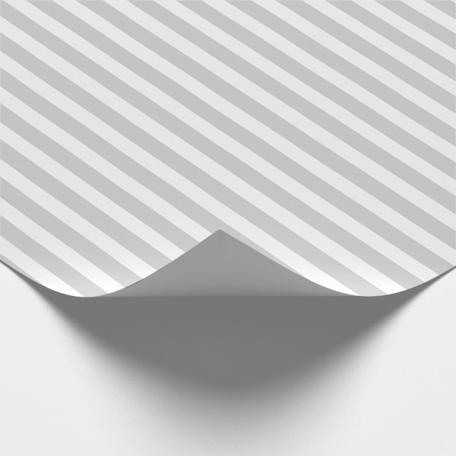 Papier Cadeau Pastel Gris et Blanc Simple Horizontal Striped (Coin)
