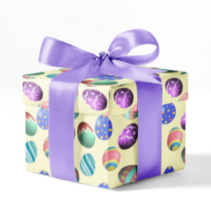 Papier Cadeau Pastel Jaune Oeuf de Pâques Fête de Pâques Chasse
