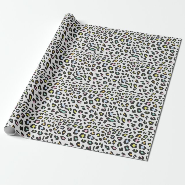 Papier Cadeau Pastel Leopard Spot Motif (Déroulé)