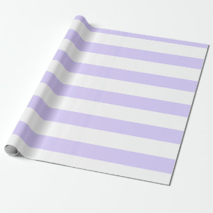 Papier Cadeau Pastel Lilac et Blanc Large Horizontal rayé