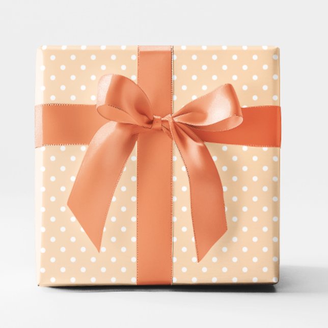 Papier Cadeau Pastel Orange et blanc Petite Polka Dot (Pastel Orange and White Small Polka Dot Wrapping Paper)