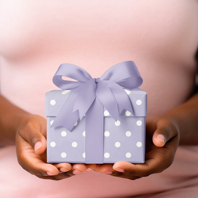 Papier Cadeau Pastel Pervenche et Petit Point Blanc (Pastel Periwinkle and White Small Polka Dot Wrapping Paper)