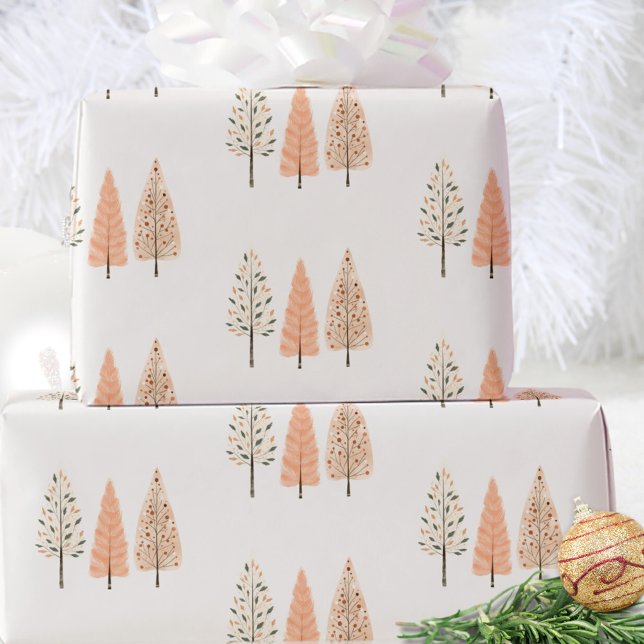 Papier Cadeau Pastel Pine Tree Noël Cadeau de Noël (Créateur téléchargé)