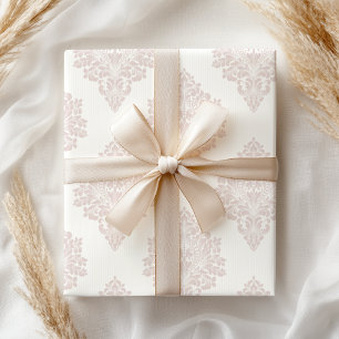 Papier Cadeau Pastel Pink Damask Shabby Floral