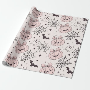 Papier Cadeau Pastel Pink Halloween Motif sans couture (5)