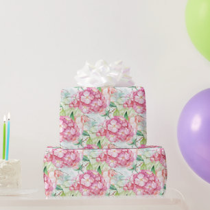 Papier Cadeau Pastel Pink Hydrangea Botanique Découpage Artisana