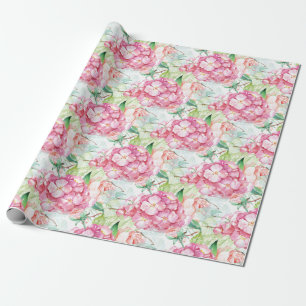 Papier Cadeau Pastel Pink Hydrangea Botanique Découpage Artisana