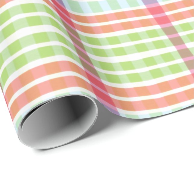 Papier Cadeau Pastel Plaid (Coin rond)