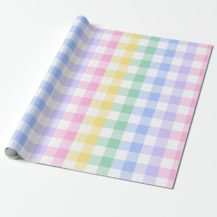 Papier Cadeau pastel plaid rainbow retro en vichy