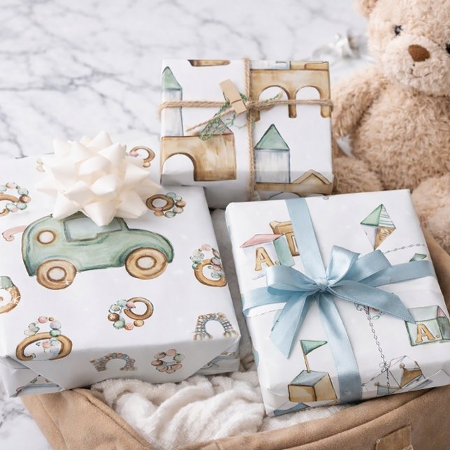 Papier Cadeau Pastel pour Jouets et Voitures (Créateur téléchargé)