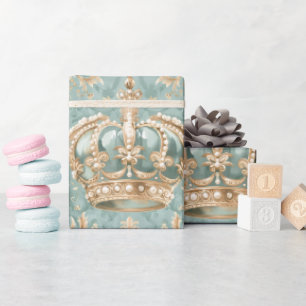 Papier Cadeau Pastel Princess Crowns Damask Pearls
