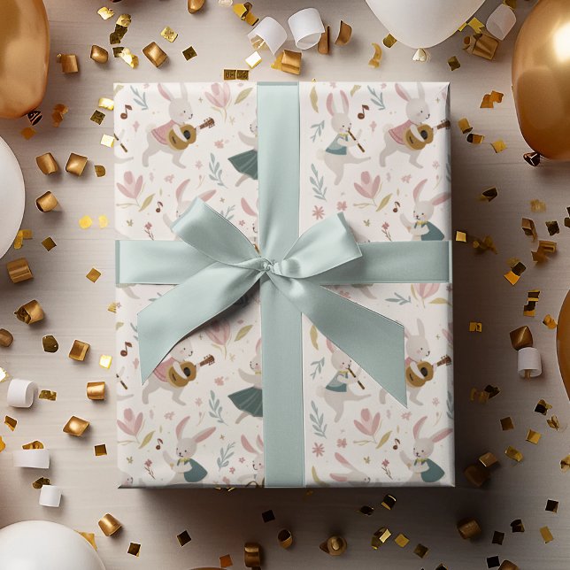 Papier Cadeau Pastel Rabbits Pattern | Easter Wrapping Paper (Créateur téléchargé)