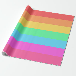 Papier Cadeau Pastel Rainbow Color Strips Design
