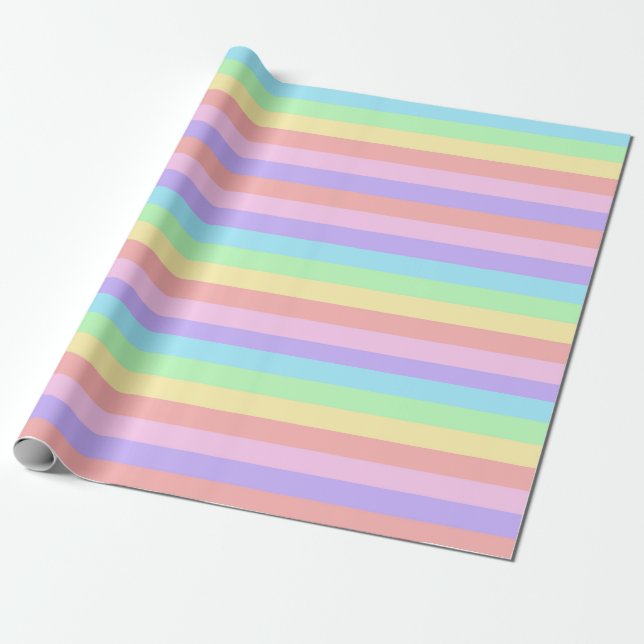 Papier Cadeau Pastel Rainbow Stripes Fairy Kei Anniversaire (Déroulé)
