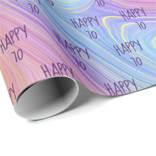 Papier Cadeau Pastel Rainbow Swirl 70e Anniversaire Papier d'env