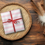 Papier Cadeau Pastel rose et blanc large horizontal tripé<br><div class="desc">Papier d'enveloppement horizontal à rayures pastel rose et blanc</div>