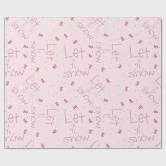 Papier Cadeau Pastel Rose "Let It Snow" Noël