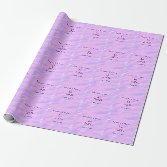 Papier Cadeau Pastel rose violet Vow renouvellement anniversaire (Déroulé)