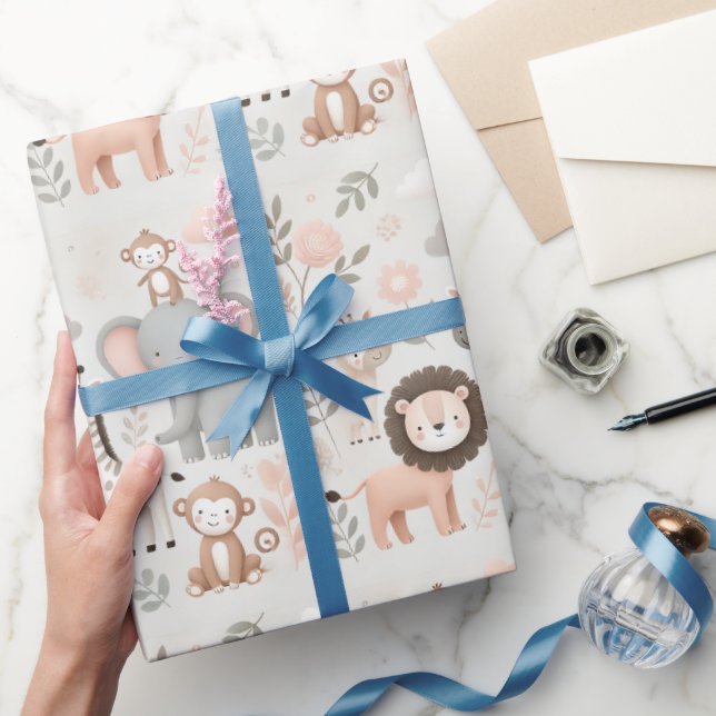 Papier Cadeau Pastel Safari papier d'enveloppement animal (Cadeaux)