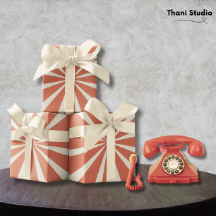 Papier Cadeau Pastel Stripes Vintage Retro 90s Amusant Anniversa