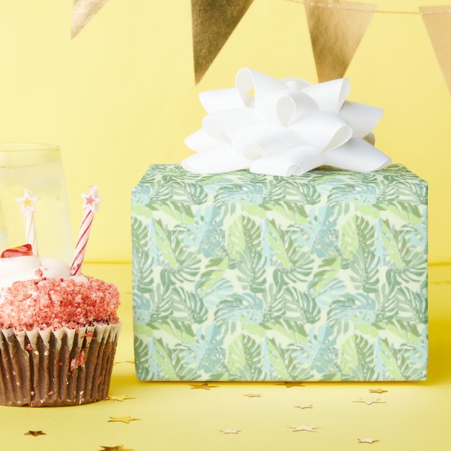 Papier Cadeau Pastel Tropical Palm Leaves (Fête d'anniversaire)