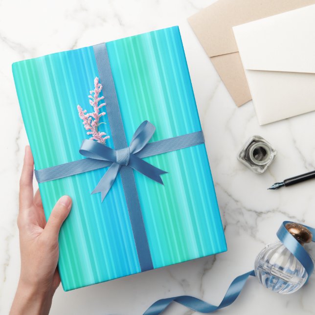 Papier Cadeau Pastel Turquoise Bleu Bleu Grandes Bleues Vert (Cadeaux)
