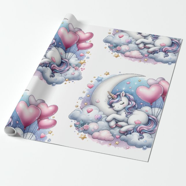 Papier Cadeau Pastel Unicorn (Déroulé)