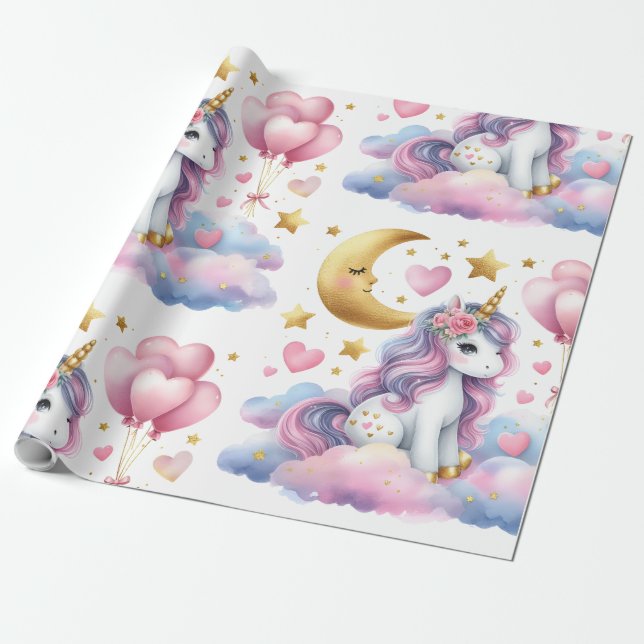 Papier Cadeau Pastel Unicorn (Déroulé)