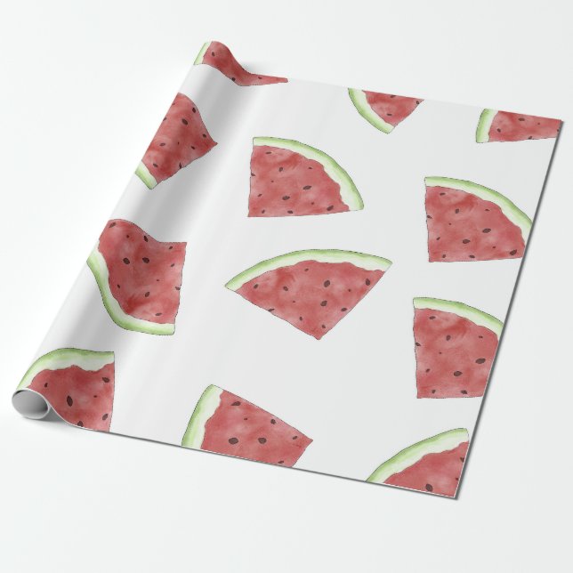 Papier Cadeau Pastèque motif de fruit d'été juteux (Déroulé)