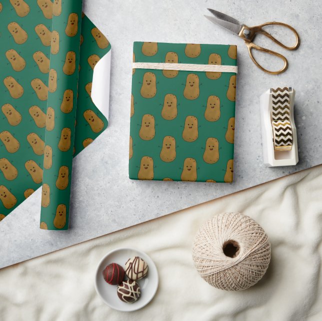 Papier Cadeau Patate Douce Heureuse Chasseur Vert (Artisanat)