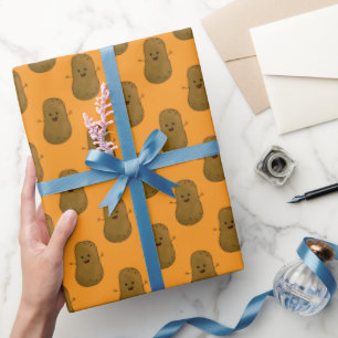 Papier Cadeau Patate douce orange heureuse