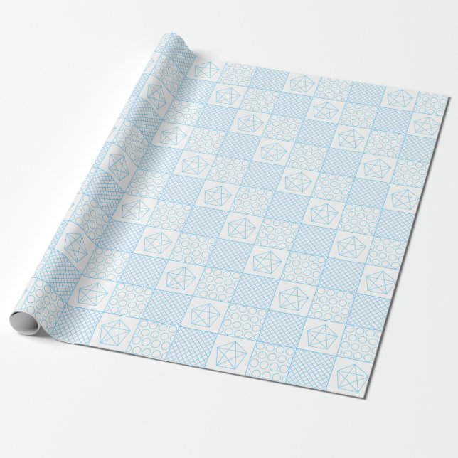 Papier Cadeau Patchwork bleu (Déroulé)