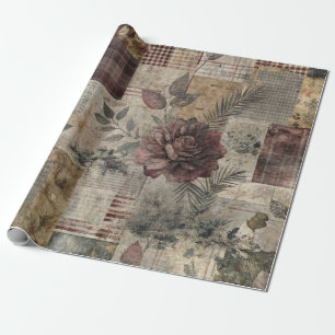 Papier Cadeau Patchwork Botanique Rustique Vintage (2)