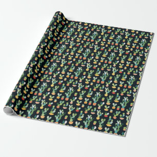 Papier Cadeau Patchwork Cactus Plantes Motif sans couture