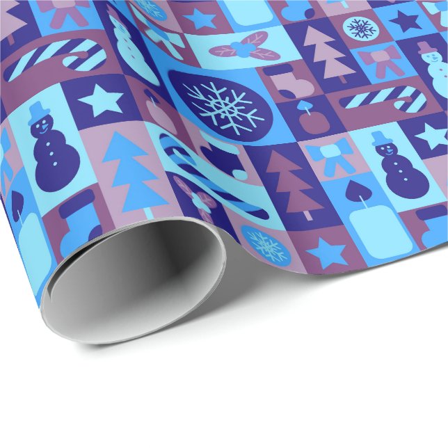 Papier Cadeau Patchwork de Noël Mixte Rétro (Coin rond)