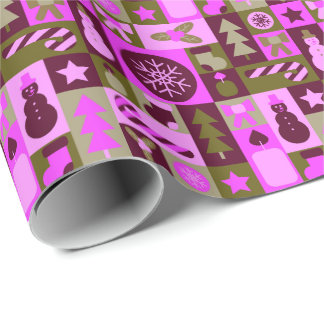 Papier Cadeau Patchwork de Noël Mixte Rétro