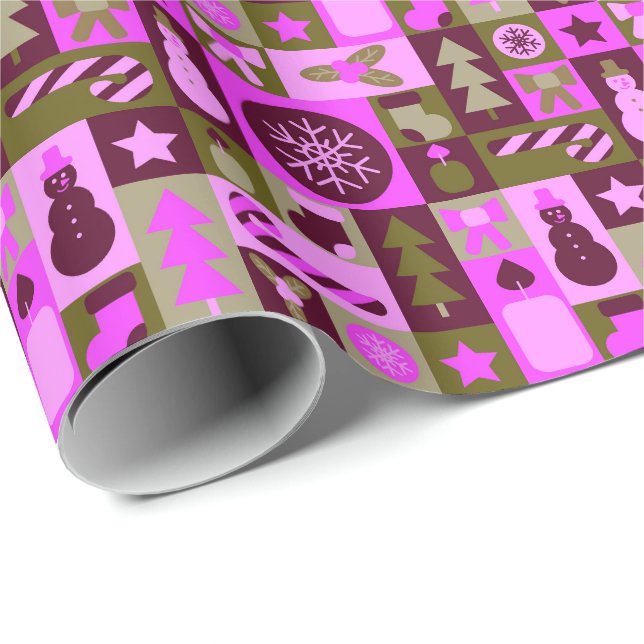 Papier Cadeau Patchwork de Noël Mixte Rétro (Coin rond)