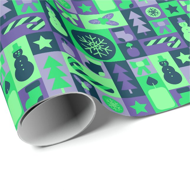 Papier Cadeau Patchwork de Noël Mixte Rétro (Coin rond)