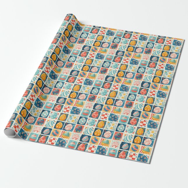 Papier Cadeau Patchwork d'oeufs de Pâques : Art de Vacances colo (Déroulé)