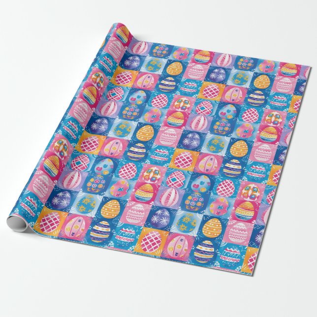 Papier Cadeau Patchwork d'oeufs de Pâques : Art de Vacances colo (Déroulé)