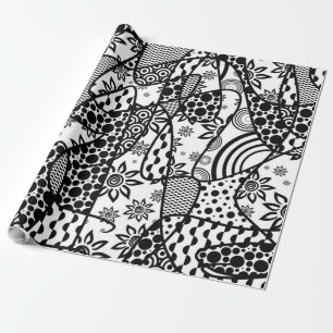 Papier Cadeau Patchwork noir et blanc 03 de motif