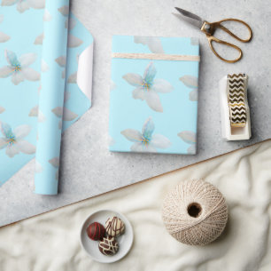 Papier Cadeau Pâte de fleur d'aquarelle à fleurs blanches
