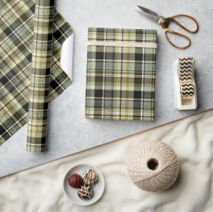 Papier Cadeau Pâte de tartan jaune-brun.