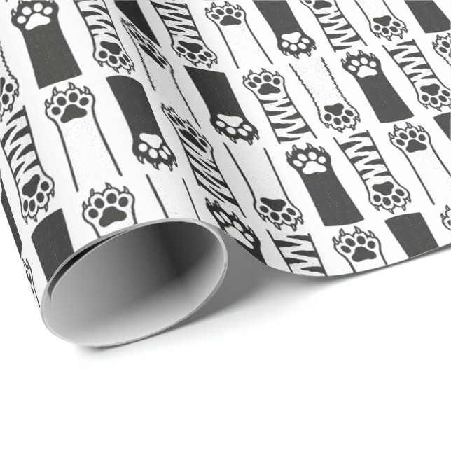 Papier Cadeau Pâtes de chat (Coin rond)