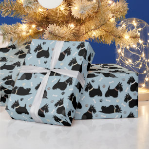 Papier Cadeau Pâtes et os de Terrier écossais noir