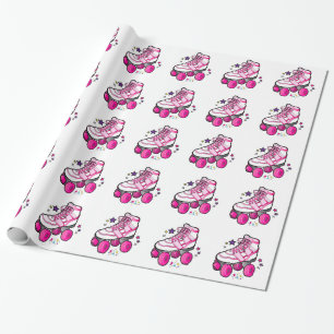 Papier Cadeau Patin de rouleau sur le blanc