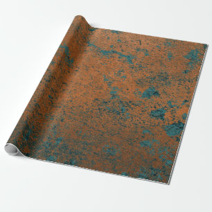 Papier Cadeau Patina bleu rouille cuivre Métallic Abstrait Turqu